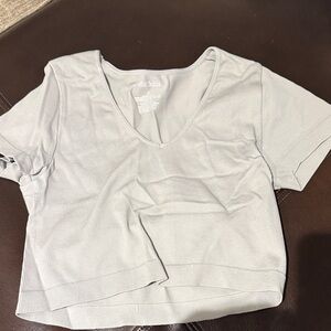 Wild Fable Light Gray Ribbed Crop Top